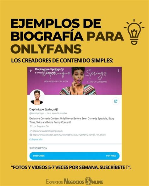 ejemplos de biografías para onlyfans|Onlyfans Bio Ideas That REALLY Work & Example。